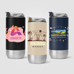 Branded Recycled Stainless Steel Tumbler with Flip Lid - 475ml