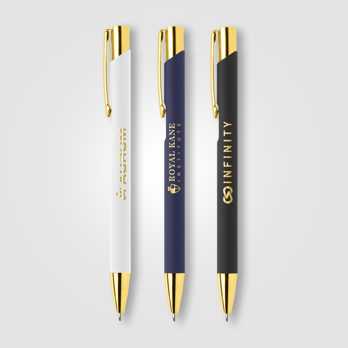 Branded Gold Trim Soft-Touch Aluminium Pen