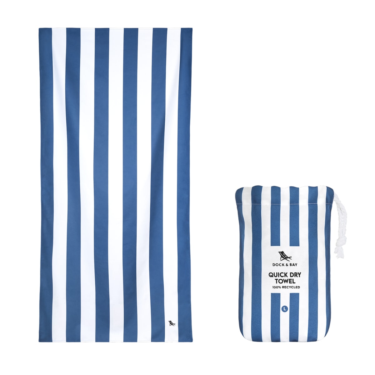 Branded Recycled Plastic Quick Dry Towel in Navy Blue