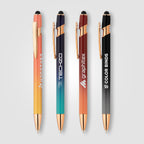 Branded Ombre Metal Pen with Stylus and Rose Gold Trim