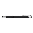 Branded Soft-Touch Metal Pen with Bottom Stylus in Black