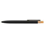 Branded Recycled Aluminium Pen with Bamboo Plunger in Black
