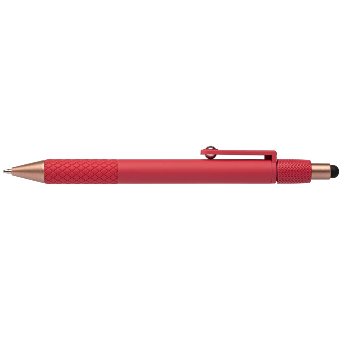 Branded Recycled Plastic Fidget Spinner Pen with Stylus in Red