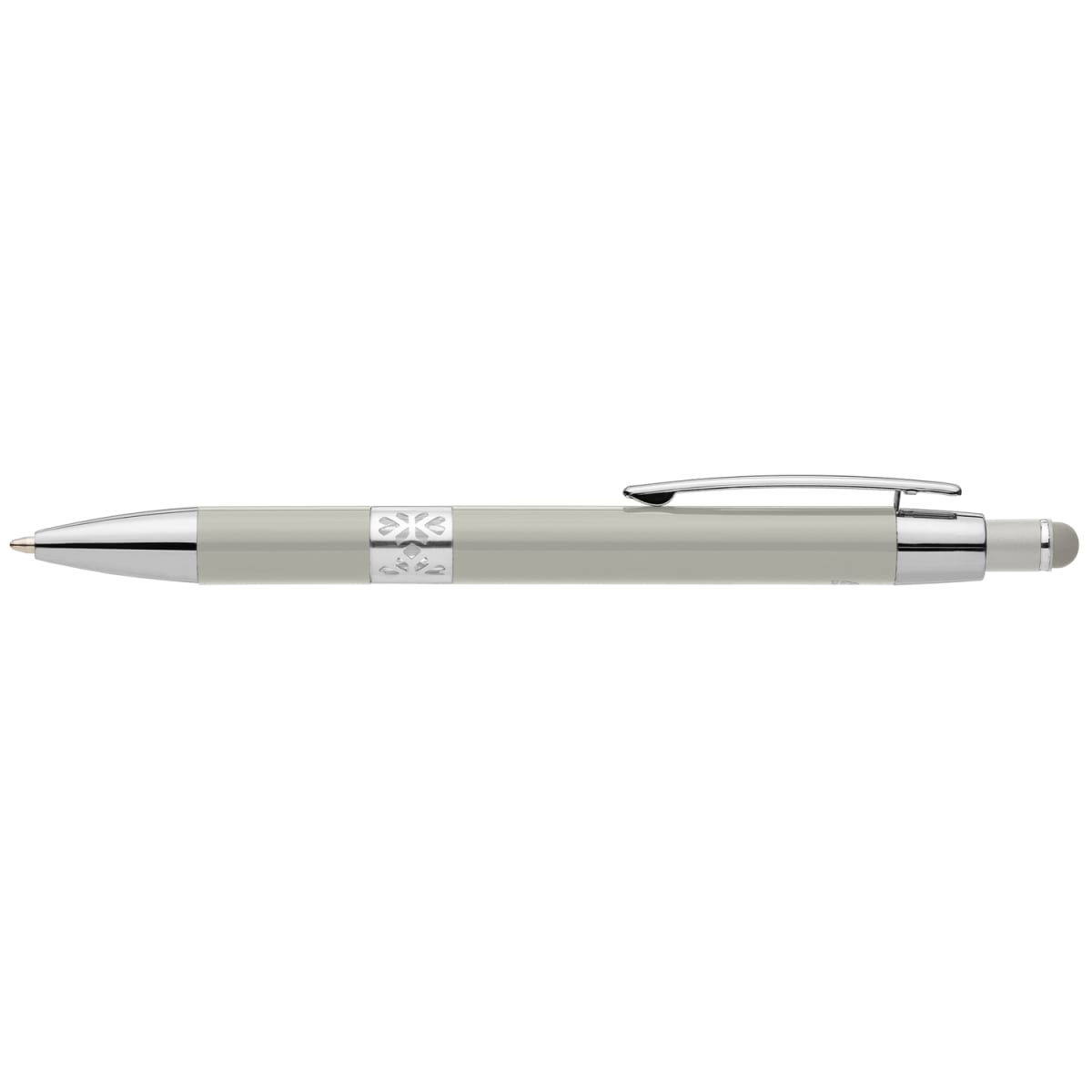 Branded Recycled Aluminium Chrome Trim Stylus Pen in Dune