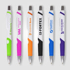Branded Rubber Grip Retractable Pen with Chrome Nose