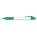Branded Wide Body Retractable Pen with Rubber Grip in Green