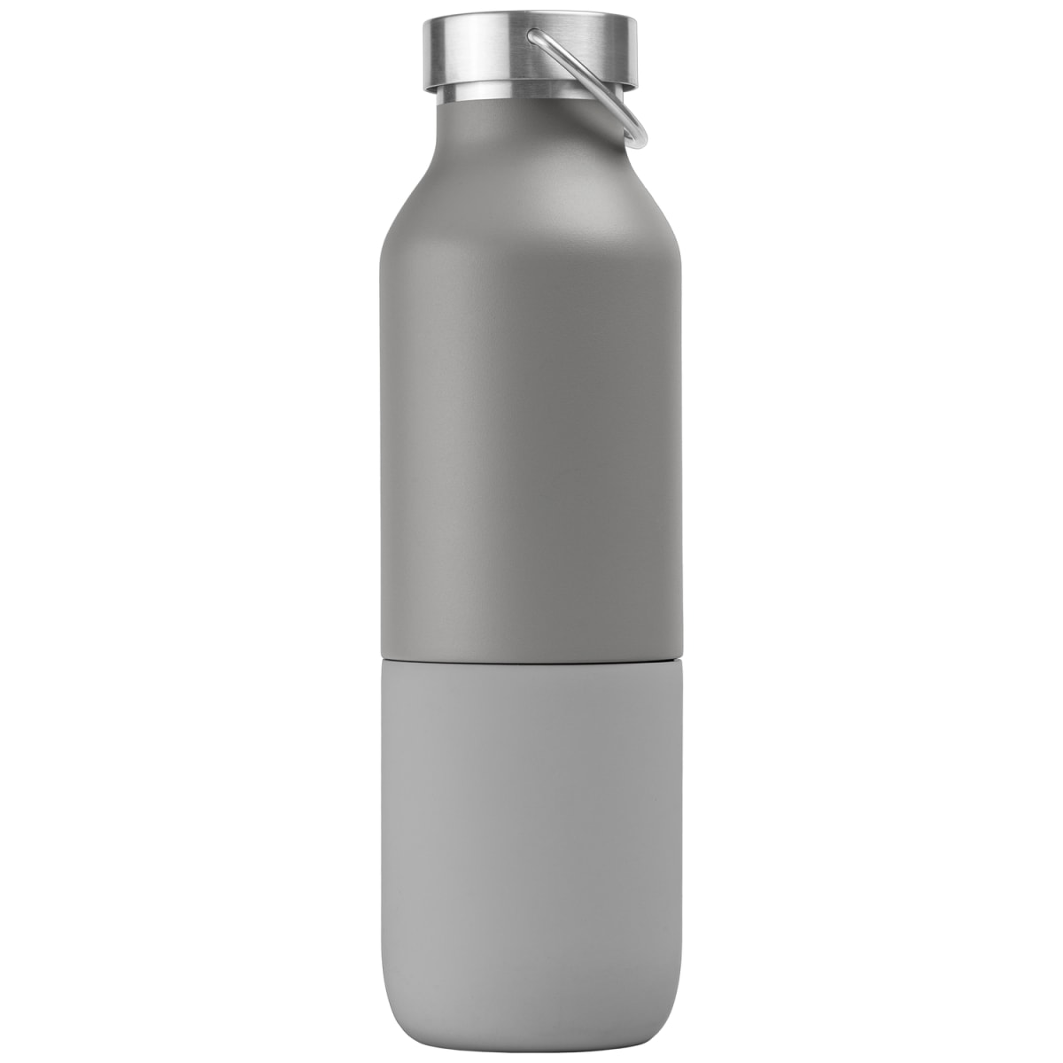 Branded 2-in-1 Recycled Steel Bottle with Tumbler - 590ml in Gray