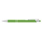 Branded Soft-Touch Metal Pen with Top Stylus in Green