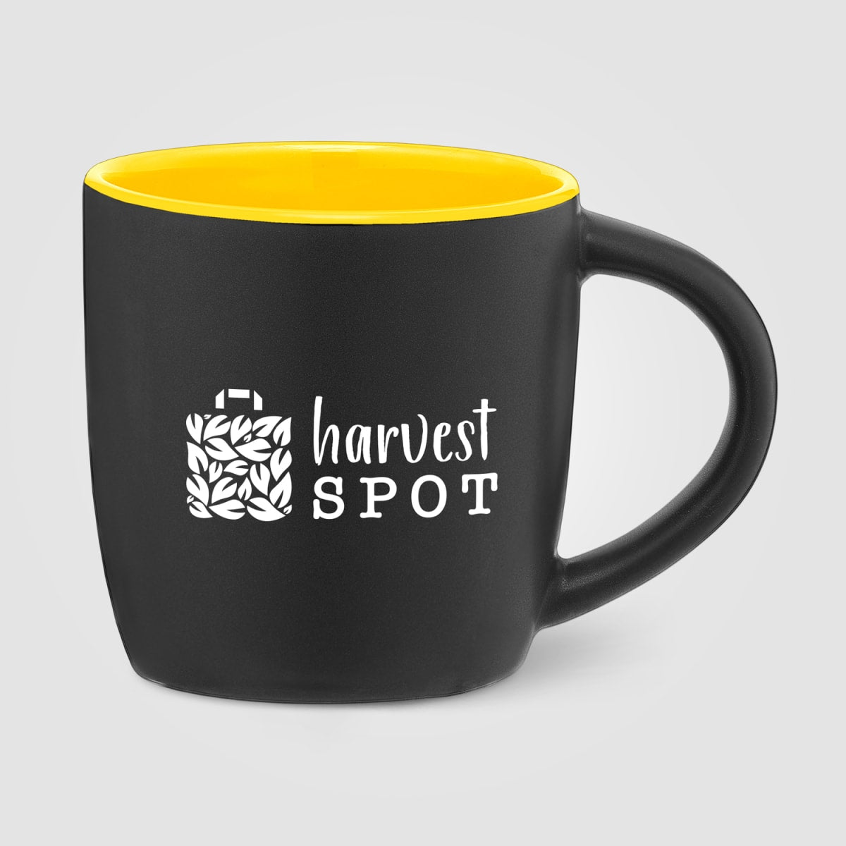 Branded Matte Black Ceramic Mug with Colour Interior 355ml