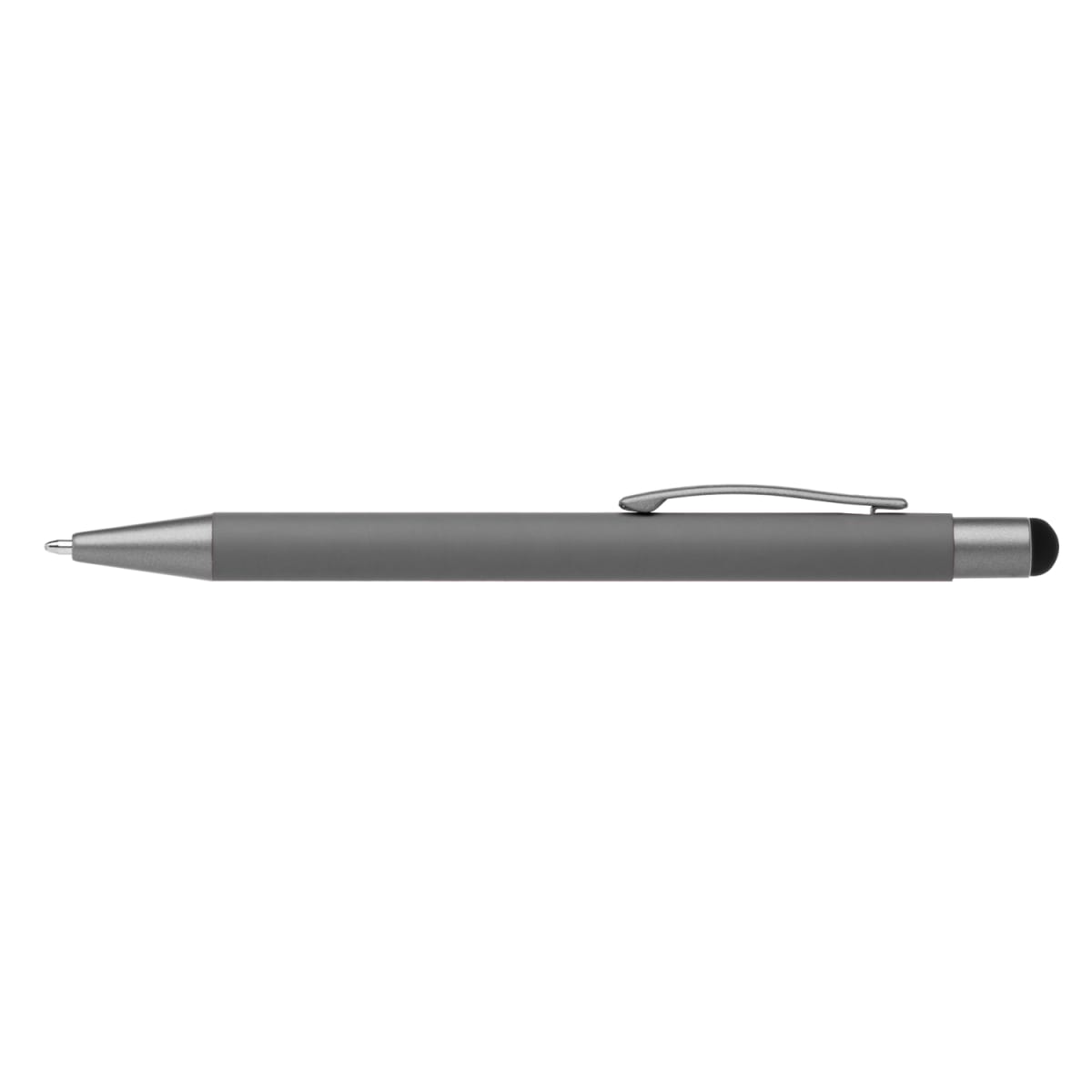 Branded Retractable Gunmetal Trim Stylus Pen in Gray