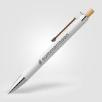 Branded Recycled Aluminium Soft Touch Pen with Bamboo Accents