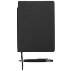 Branded A5 Recycled PU Notebook and Pen Set with Pen Loop in Black