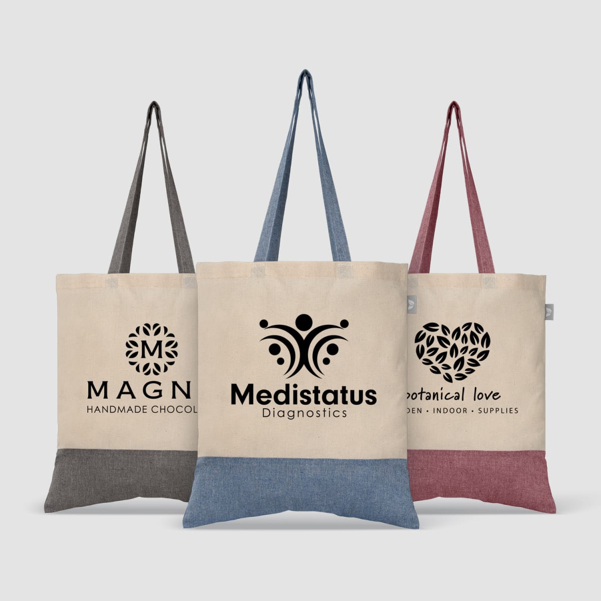 Branded 5oz Two-Tone Recycled Cotton Tote Bag
