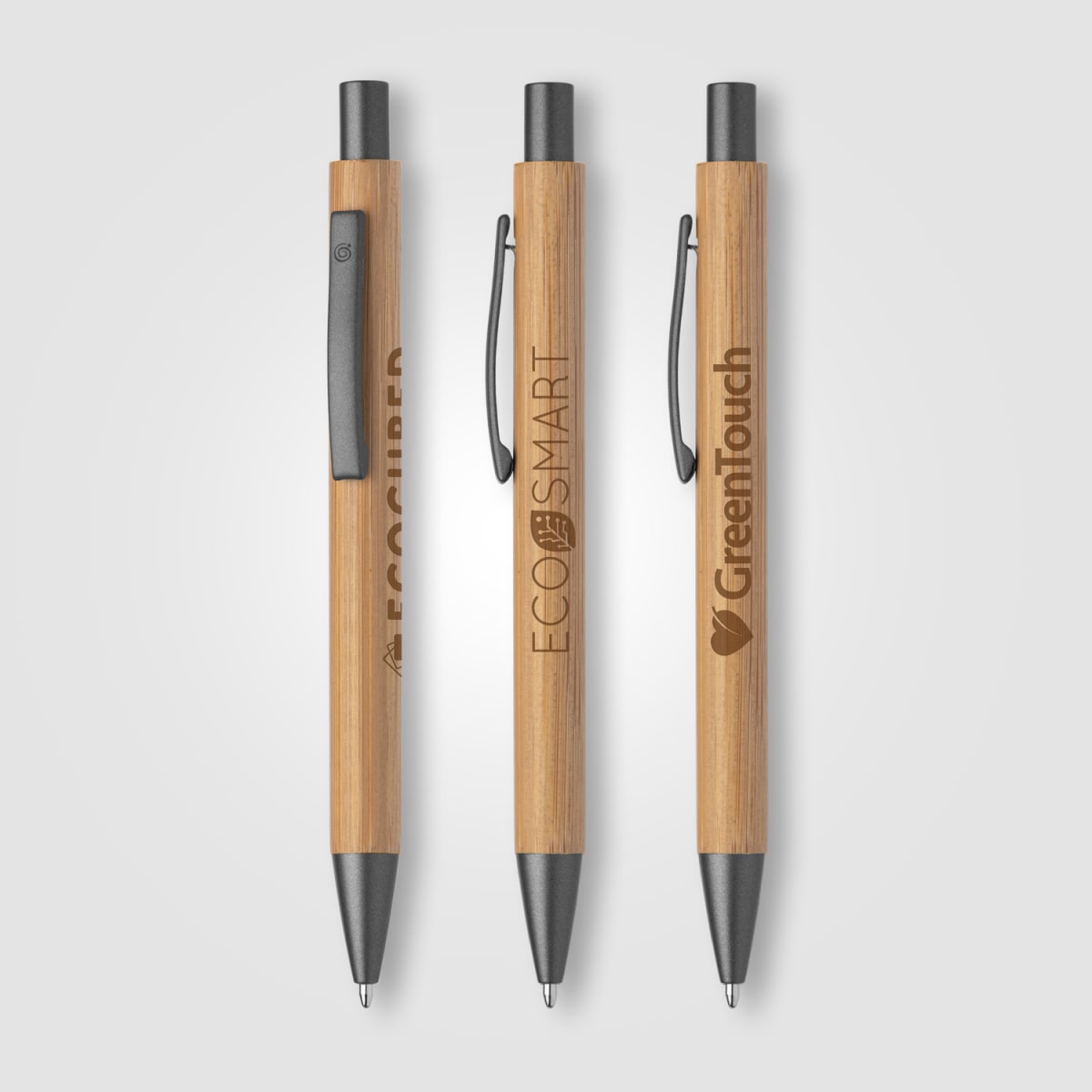 Branded FSC Bamboo Ballpoint Pen with Gunmetal Trim