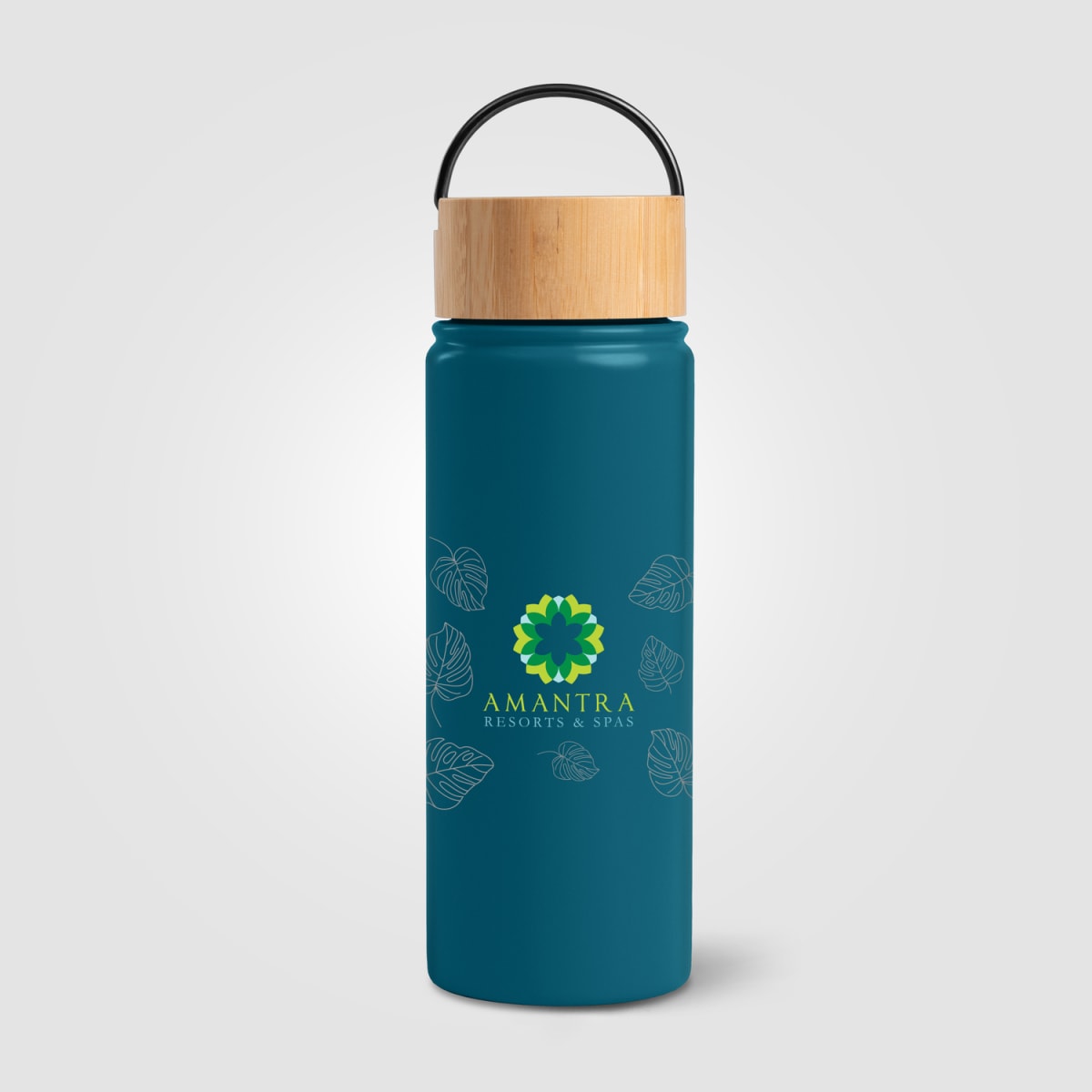 Branded 530ml Insulated Stainless Steel Bottle with Bamboo Lid