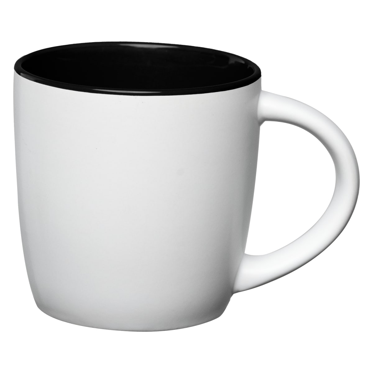 Branded 355ml Ceramic Mug with Matte Exterior, Colour Interior in Black