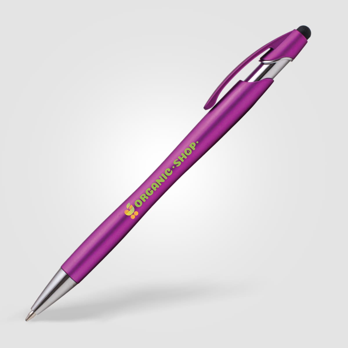 Branded Metallic Stylus Pen with Chrome Accents