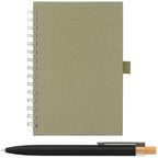 Branded Recycled Milk Carton Spiral Notebook and Pen Set in Sage