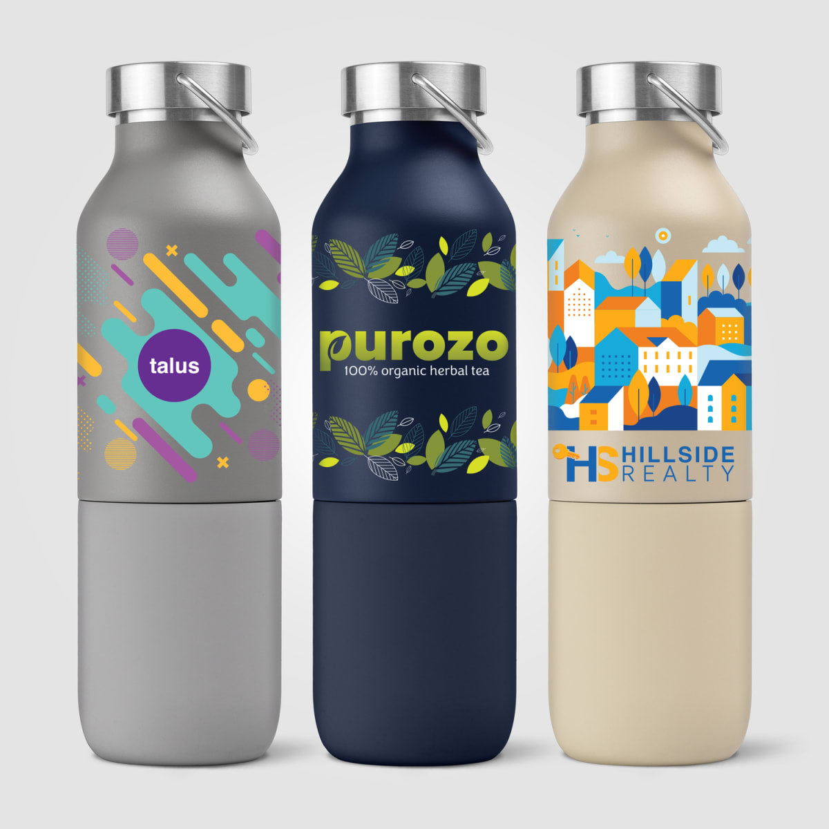 Branded 2-in-1 Recycled Steel Bottle with Tumbler - 590ml