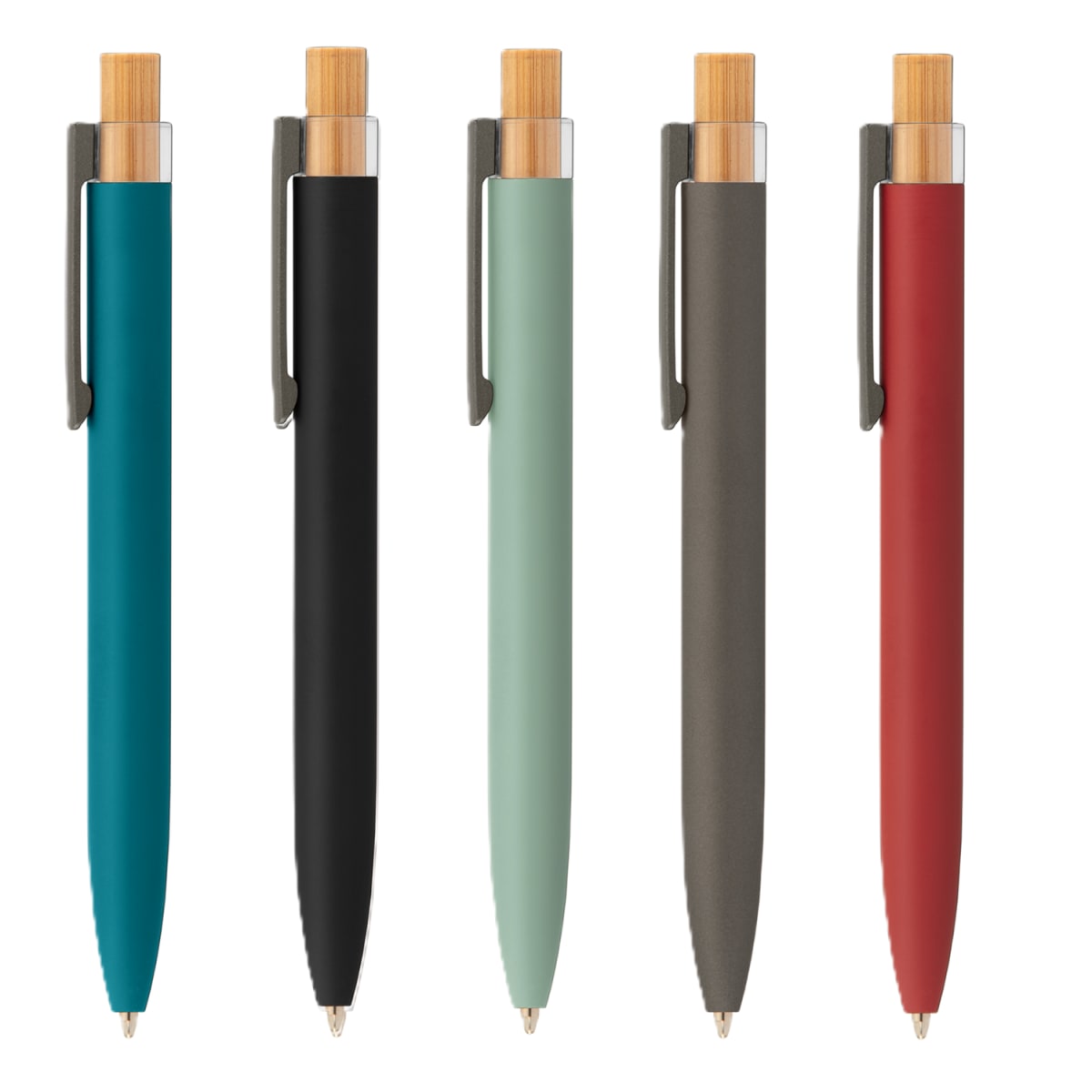 Branded Recycled Aluminium Pen with Bamboo Plunger