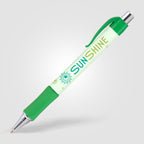 Branded Wide Body Retractable Pen with Chrome Accents in Green