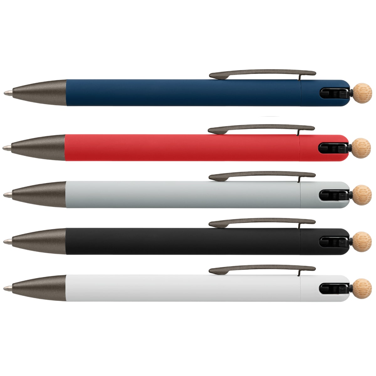 Branded Recycled Aluminium Fidget Pen with Bamboo Ball