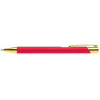 Branded Gold Trim Soft-Touch Aluminium Pen in Red