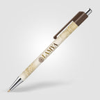 Branded Slimline Chrome Click Pen with Colour Clip in Brown