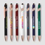Branded Rose Gold Trim Metal Pen with Stylus