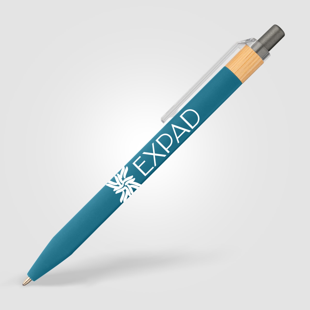 Branded Recycled Plastic Pen with Bamboo Accent