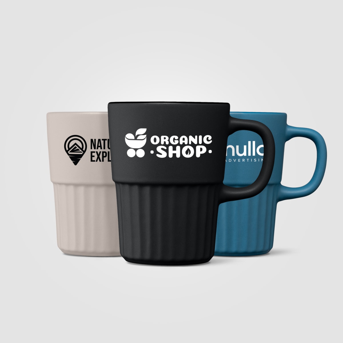Branded Matte Fluted Ceramic Mug 445 ml