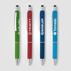 Branded Retractable Gel Pen with Stylus and Chrome Trim