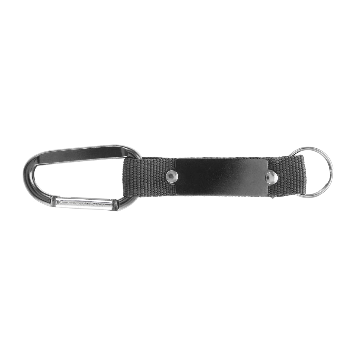 Branded Metal Carabiner Keyring with Mesh Strap in Gunmetal