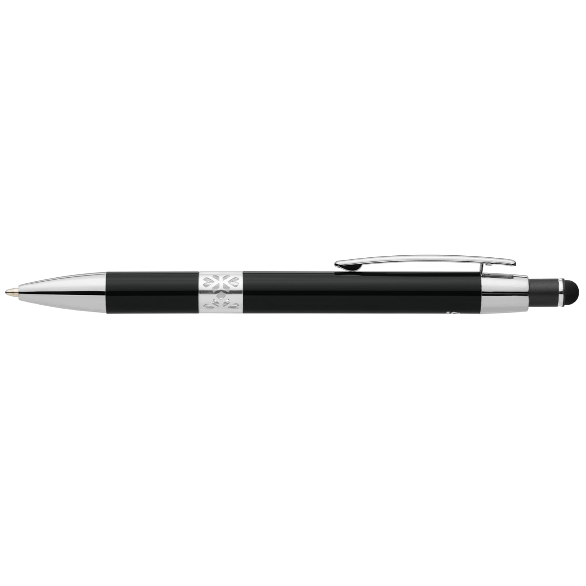 Branded Recycled Aluminium Chrome Trim Stylus Pen in Black