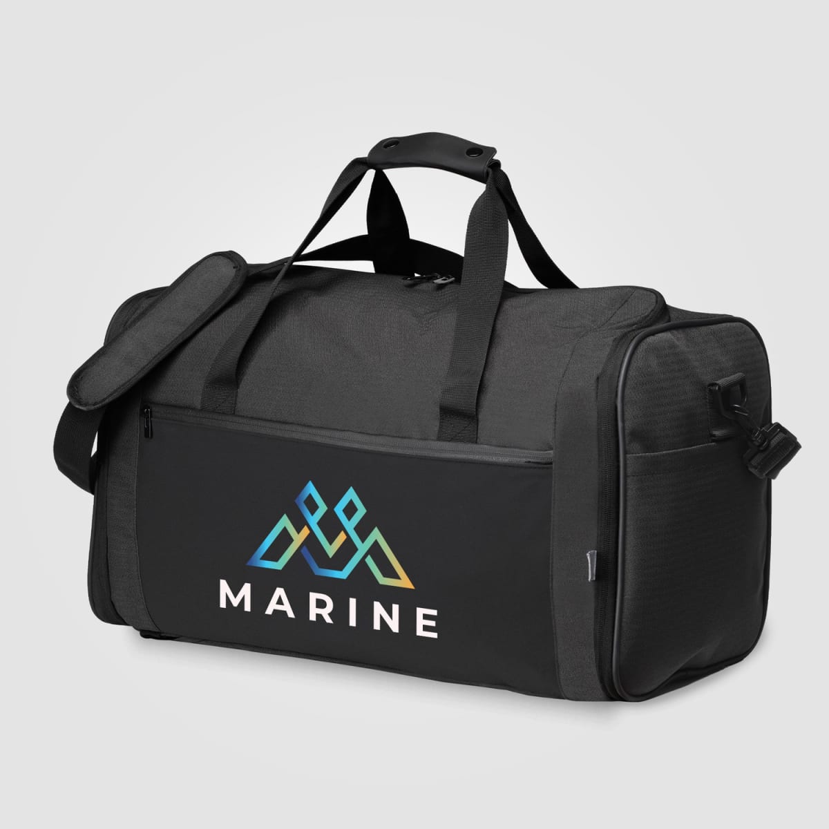 Branded Recycled 3-in-1 Garment Duffel Bag with full colour logo
