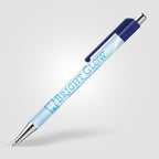 Branded Slimline Chrome Click Pen with Colour Clip in Navy Blue