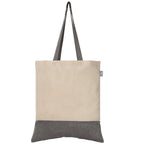 Branded 5oz Two-Tone Recycled Cotton Tote Bag in Black