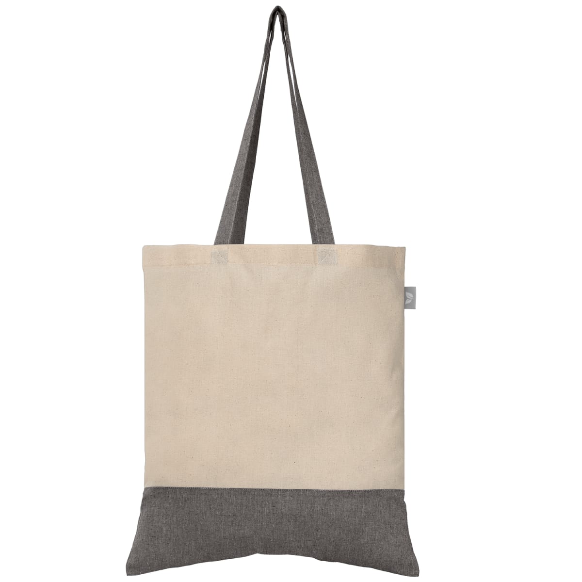 Branded 5oz Two-Tone Recycled Cotton Tote Bag in Black