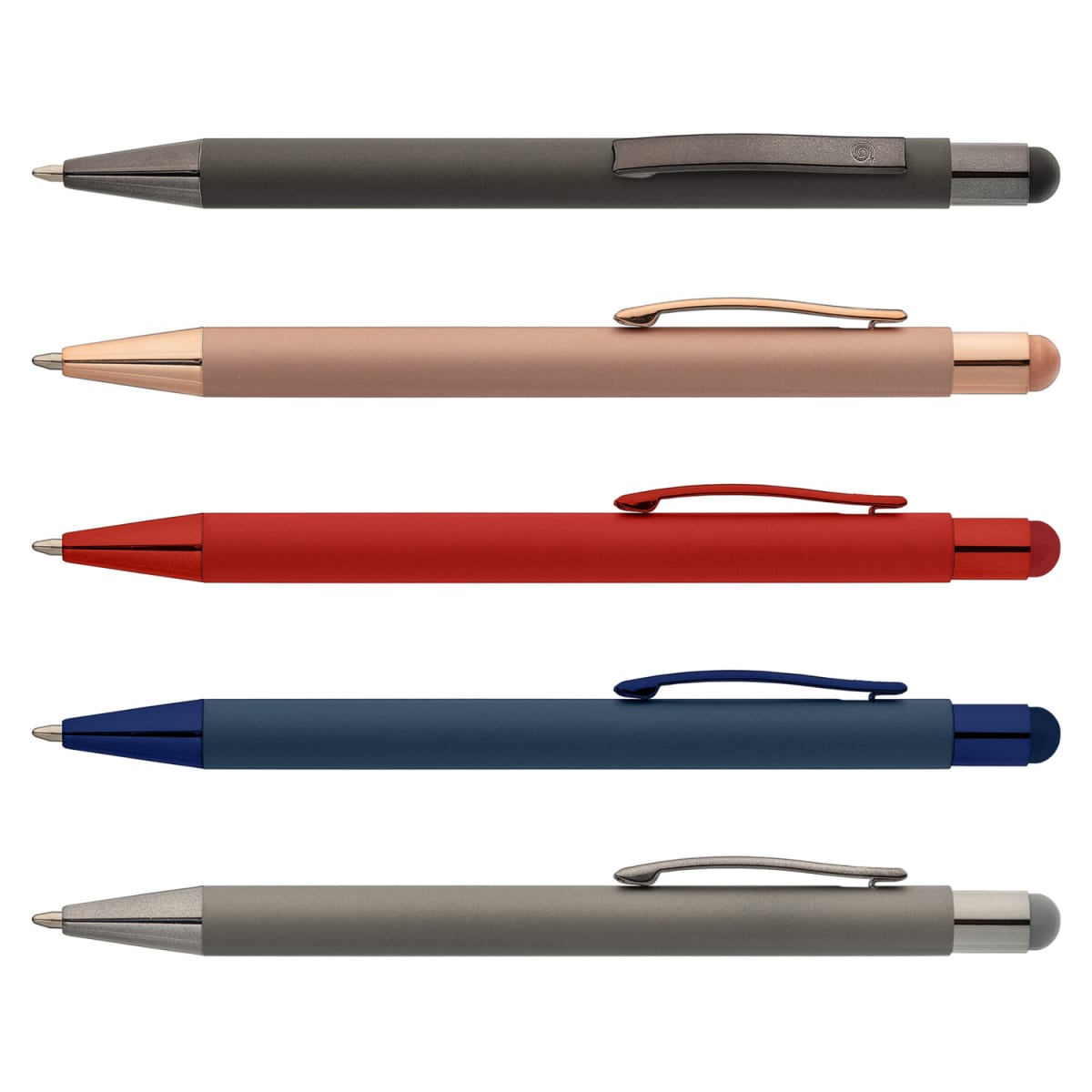 Branded Monochrome Soft-Touch Metal Pen with Stylus