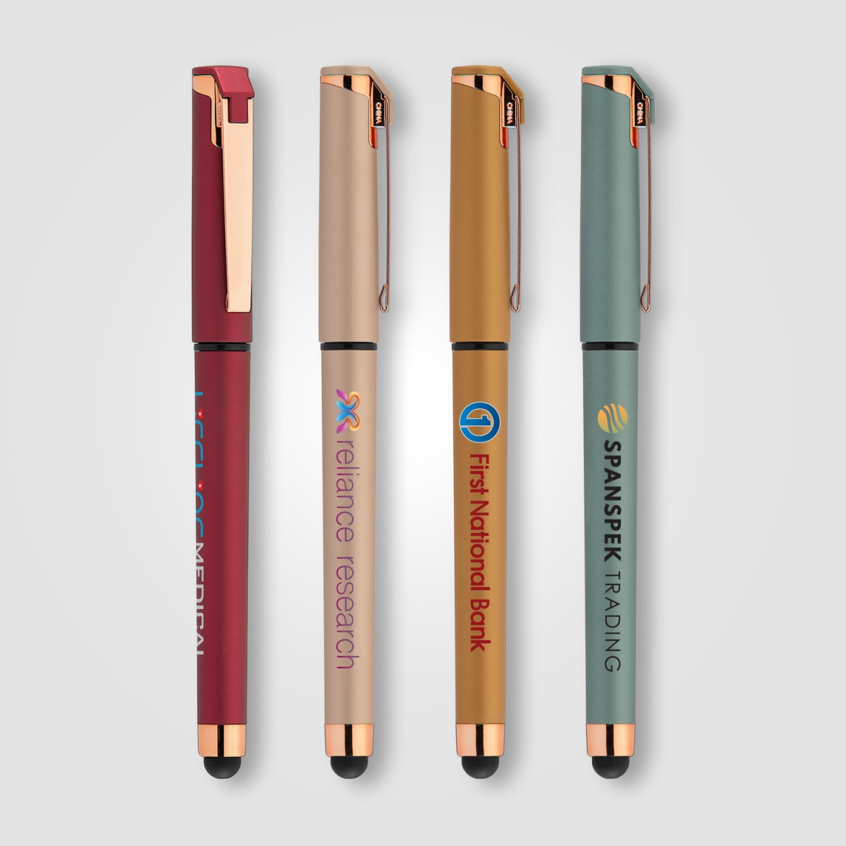 Branded Rose Gold Metallic Gel Pen with Stylus