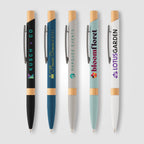 Branded Recycled Aluminium Pen with Bamboo Trim