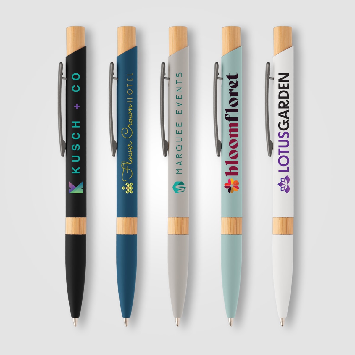 Branded Recycled Aluminium Pen with Bamboo Trim