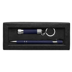 Branded Soft Touch Pen and Torch Gift Set with Window Box in Blue