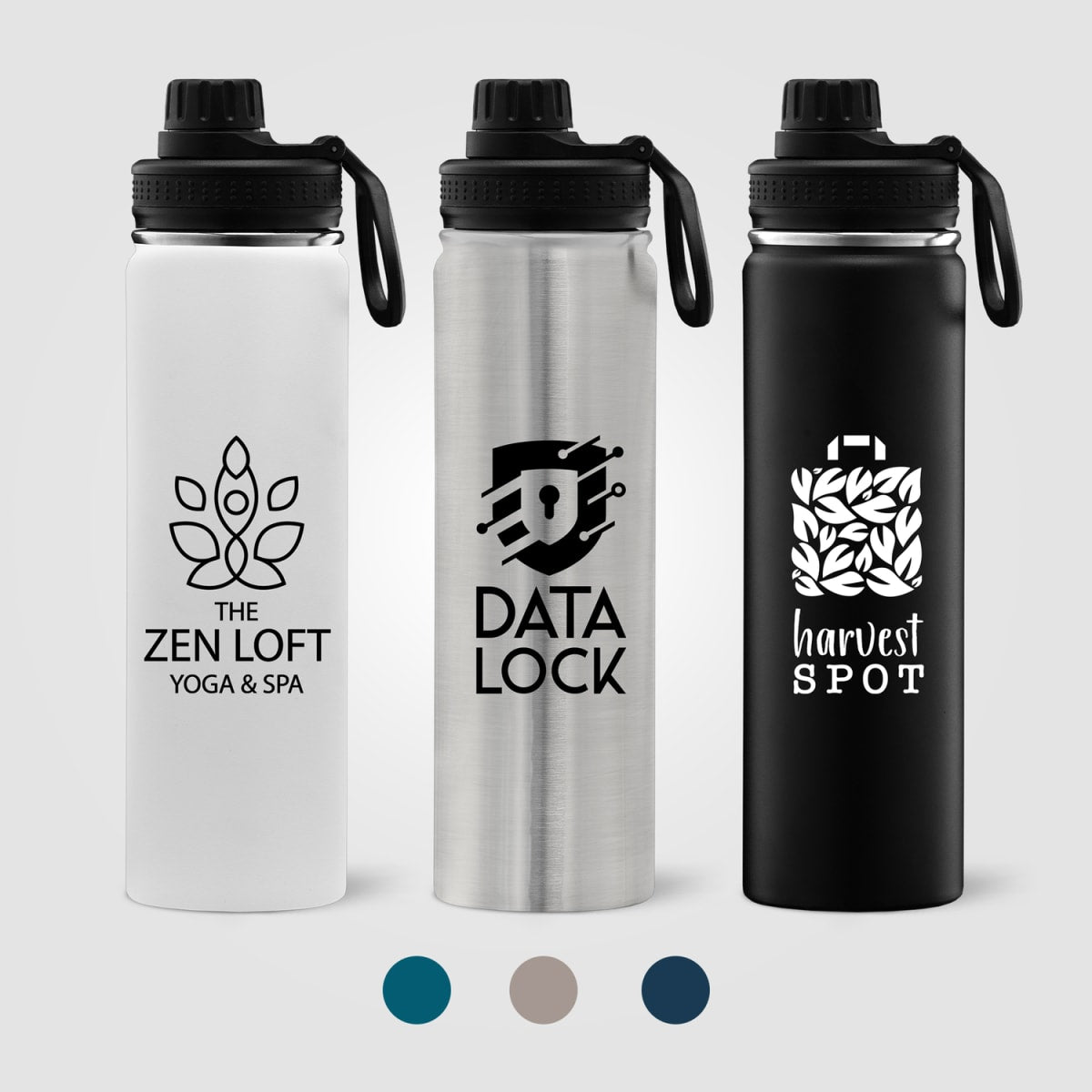 Branded Insulated Stainless Steel Bottle with Carry Handle 710ml