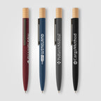 Branded Recycled Aluminium Twist Pen with Bamboo Top