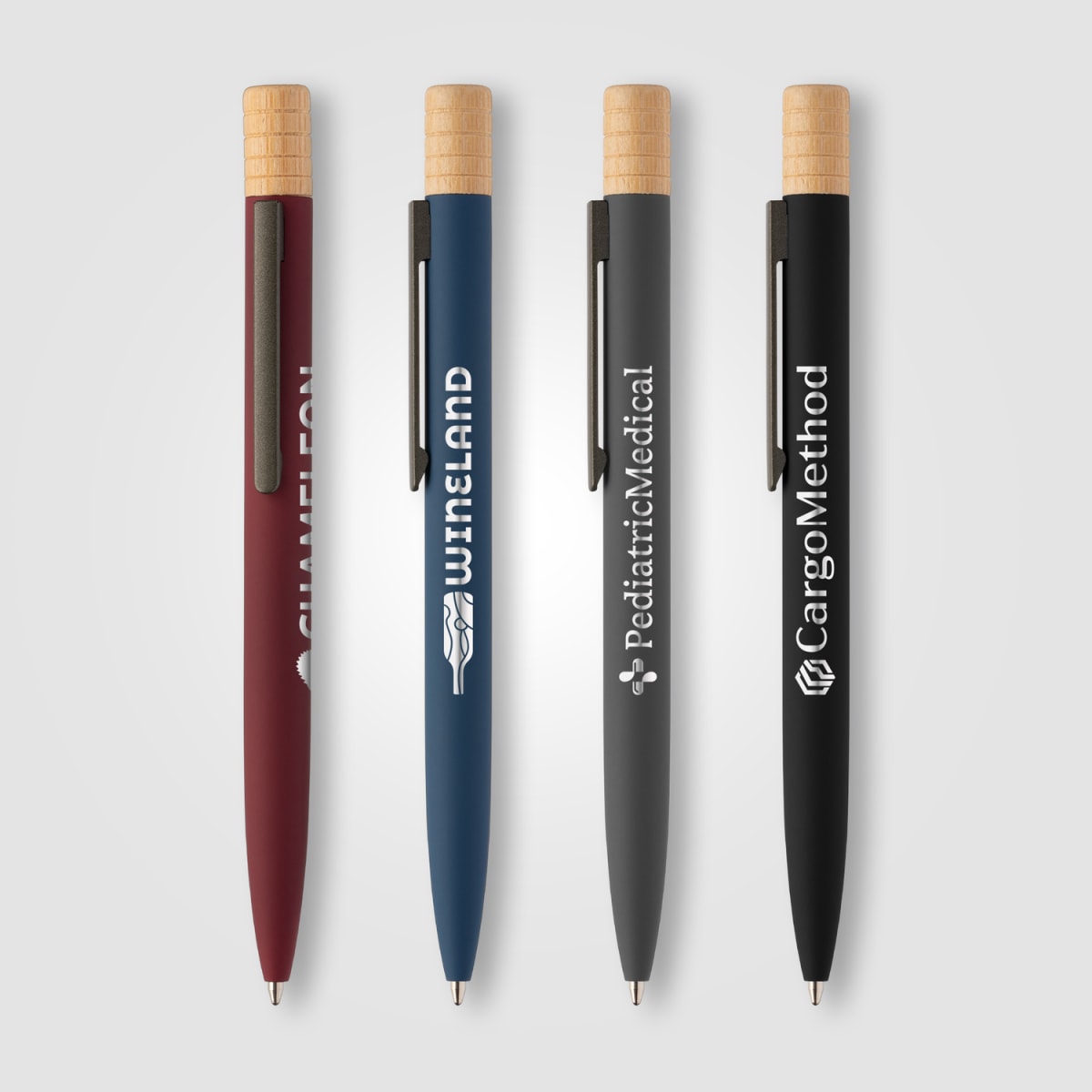 Branded Recycled Aluminium Twist Pen with Bamboo Top