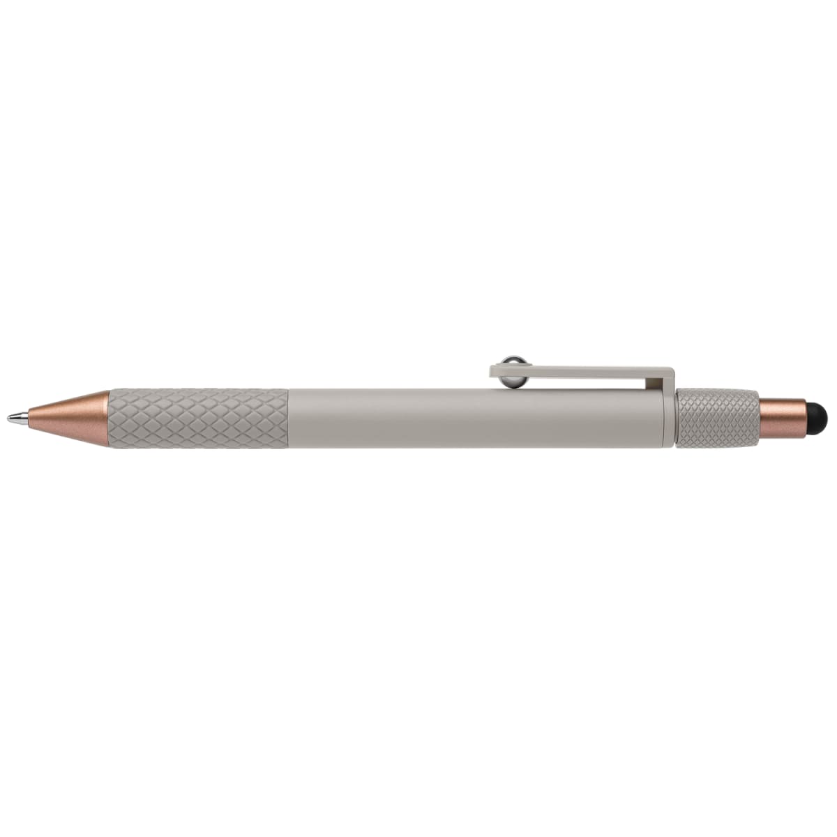 Branded Recycled Plastic Fidget Spinner Pen with Stylus in Gray