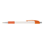 Branded Full Colour Printed Grip Pen with Chrome Trim in Orange
