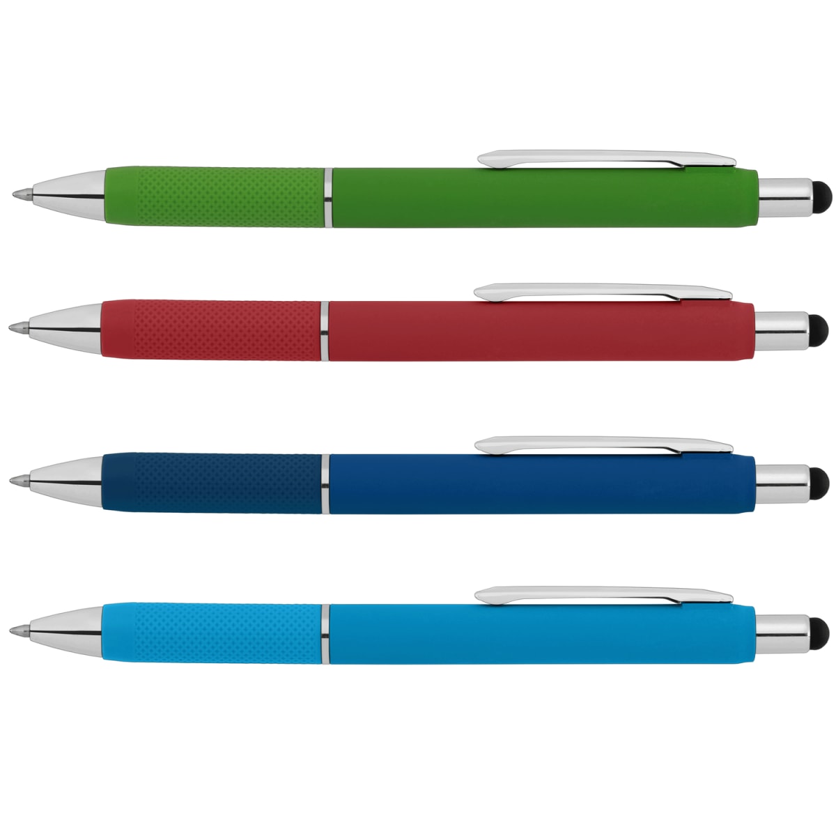 Branded Retractable Gel Pen with Stylus and Chrome Trim