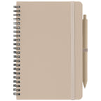Branded A5 Repreve Recycled Spiral Notebook with Pen in Dune